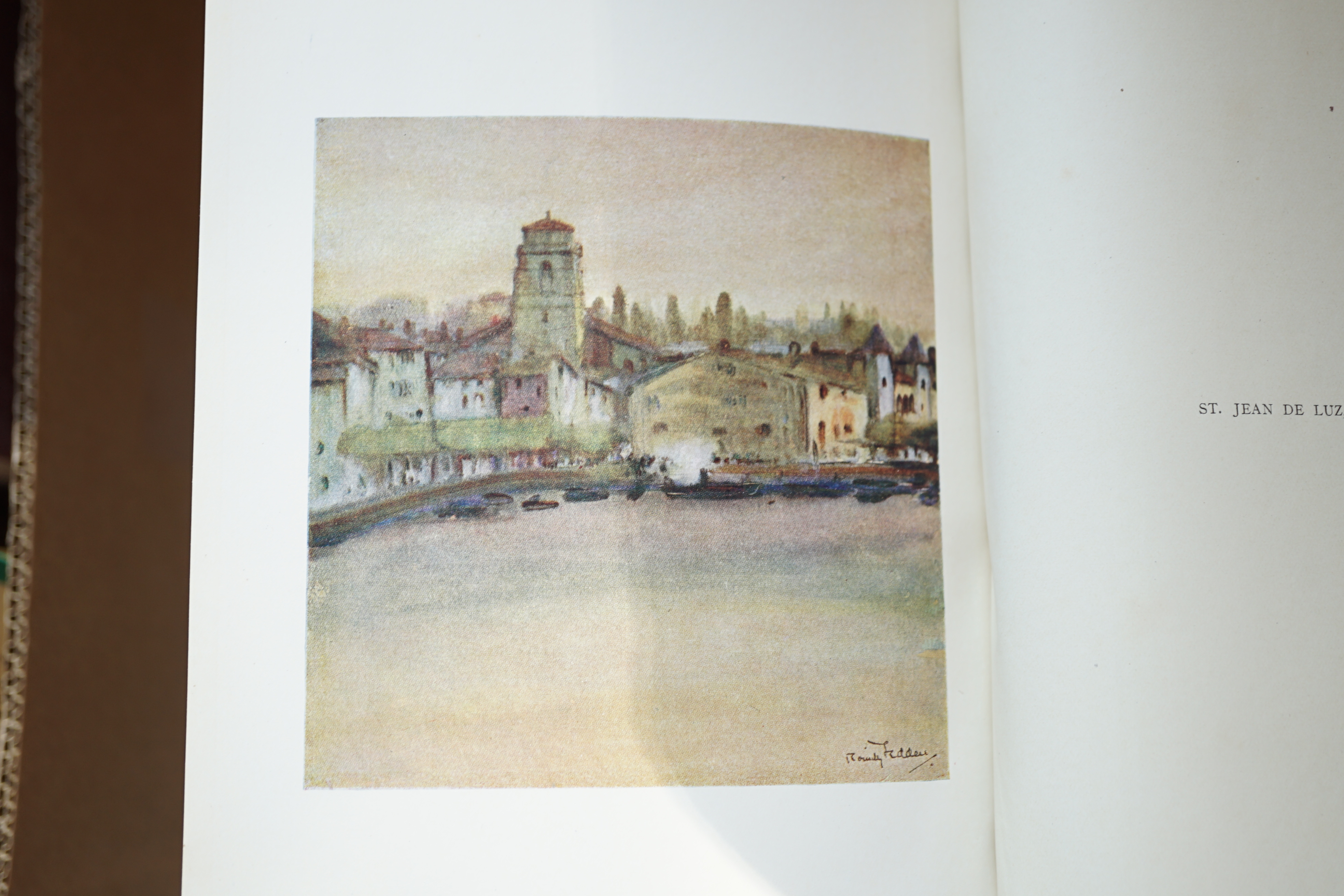 Fedden, Katherine - The Basque Country, illustrated with 24 colour plates by Romilly Fedden, 8vo, blue cloth gilt, with d/j, London, 1921. Note: The illustrations were painted by Arthur Romilly Fedden (1875 - 1939), an E